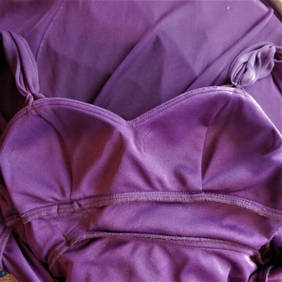 Betsy & Adam Gown Sweetheart Wine Berry Padded Bra Lined Back Zipper Rhinestones - Picture 7 of 10